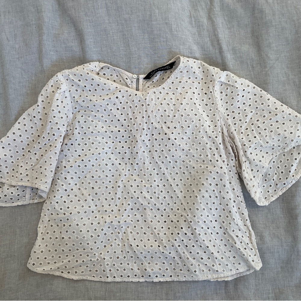 White Eyelet Blouse Zara